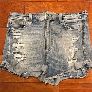 High Rise Distressed Denim Women Shorts